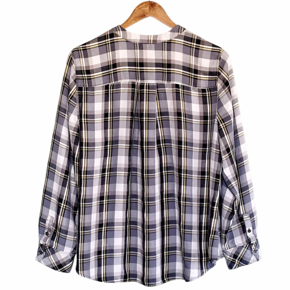 Lane Bryant Plaid Button Cuff Long Sleeve Tunic Size 18 - Picture 5 of 9